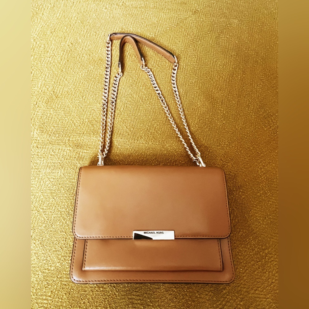 Camel Michael Kors Jade Gusset Shoulder Bag NWT